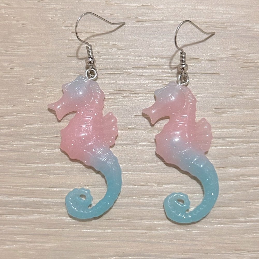 Cotton Candy Seahorse Drop Earrings